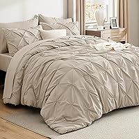Vista 95 de Bedsure Juego de ropa de cama con edredón tamaño King Beige - Juego de ropa de cama en una bolsa de 7 piezas, juego de regalo GentleSoft™ con diseño