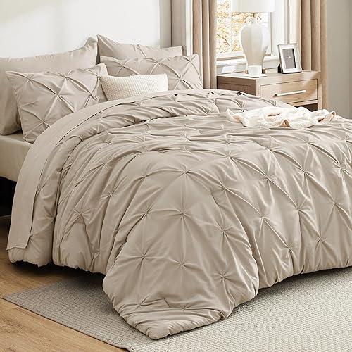 Bedsure King Size Comforter Set Beige - Bed in a