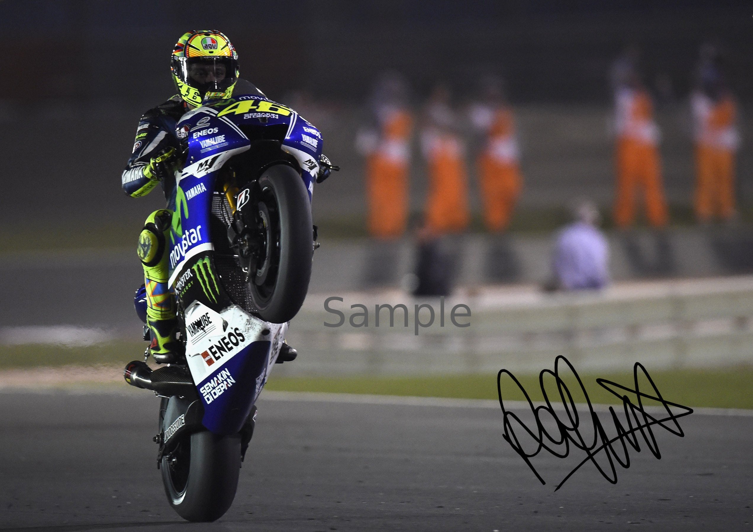 Signed 12x8 Black Motor Sport Valentino Rossi Autographed Photo Photograph Picture Frame Gift A4