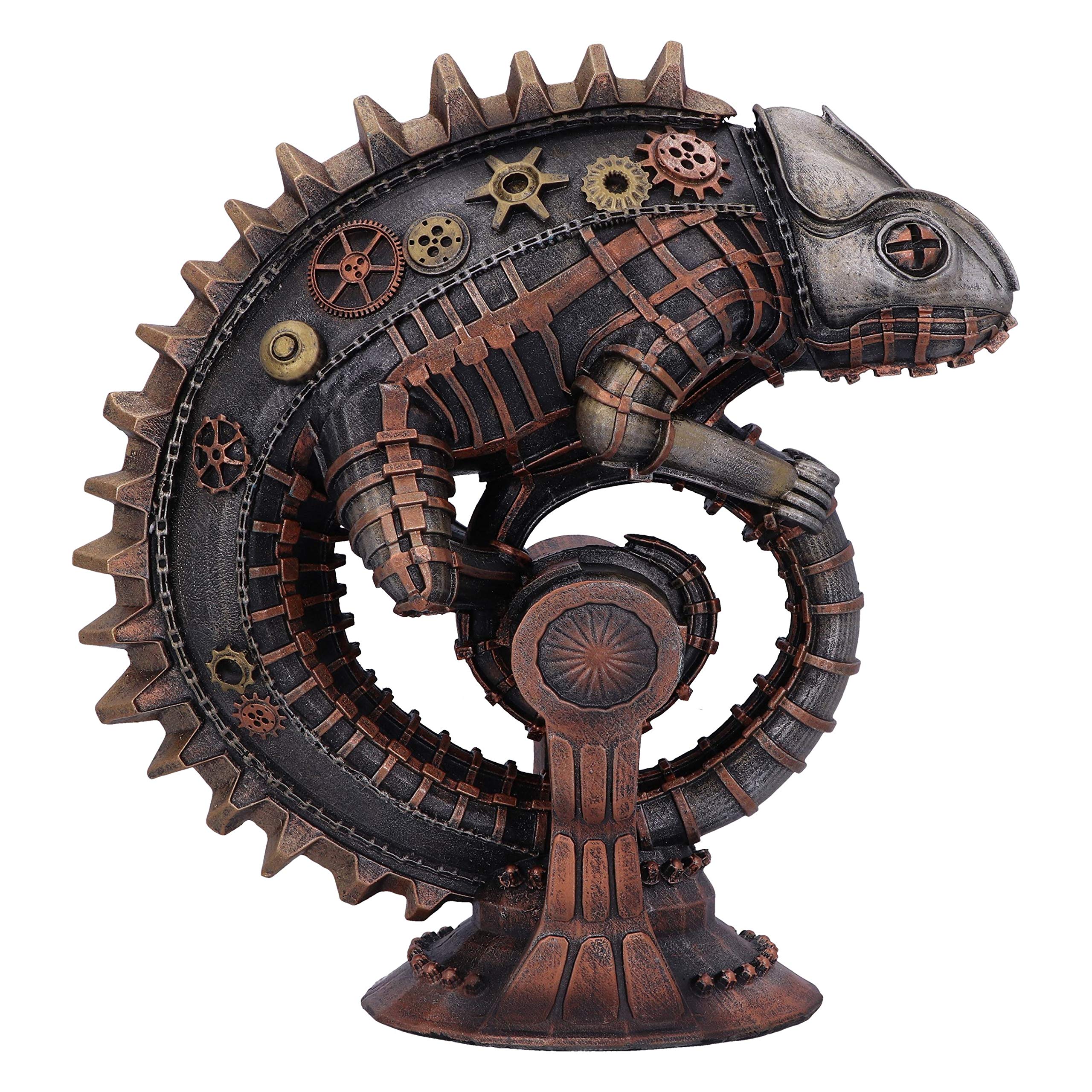 Nemesis Now Steampunk Mechanische Chamäleon-Eidechse, Bronzefigur, 22,3 cm, Bronze