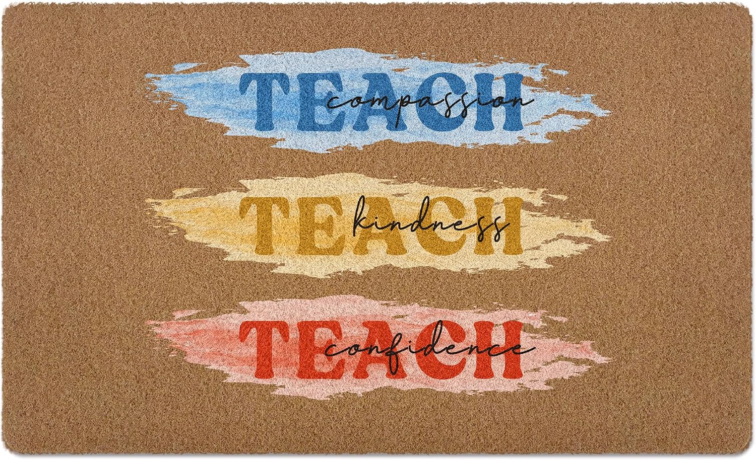 Teacher Classroom Door Mat Doormat, Teacher Gifts Welcome Front Door Mat Indoor Outdoor, Teach Compassion Kindness Confidence Artificial Coir Doormats Rugs for Porch Entryway Decor 30x17in