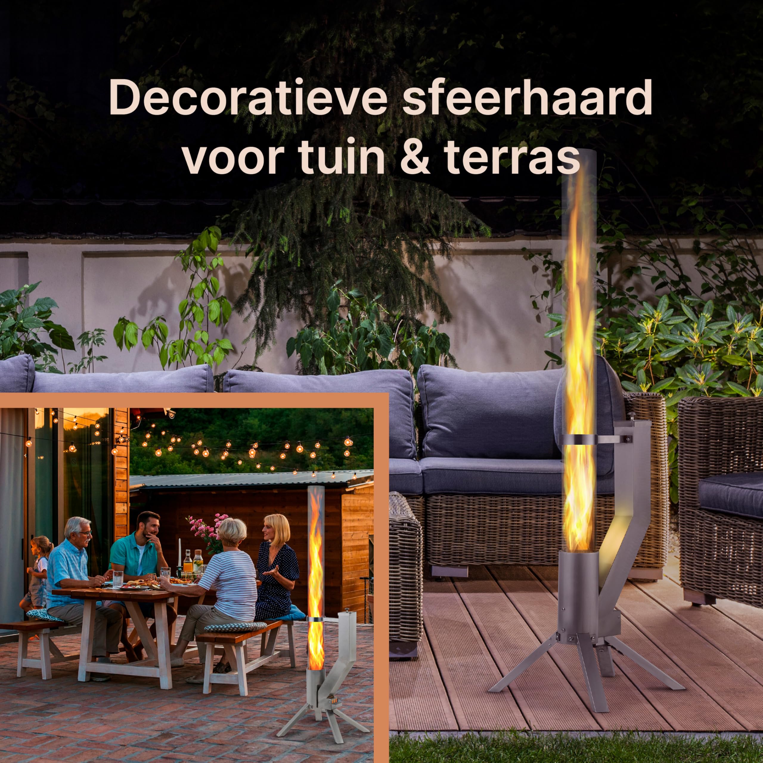 Enjoyfires vuurzuil Duo douglas zwart 40x40x100 cm