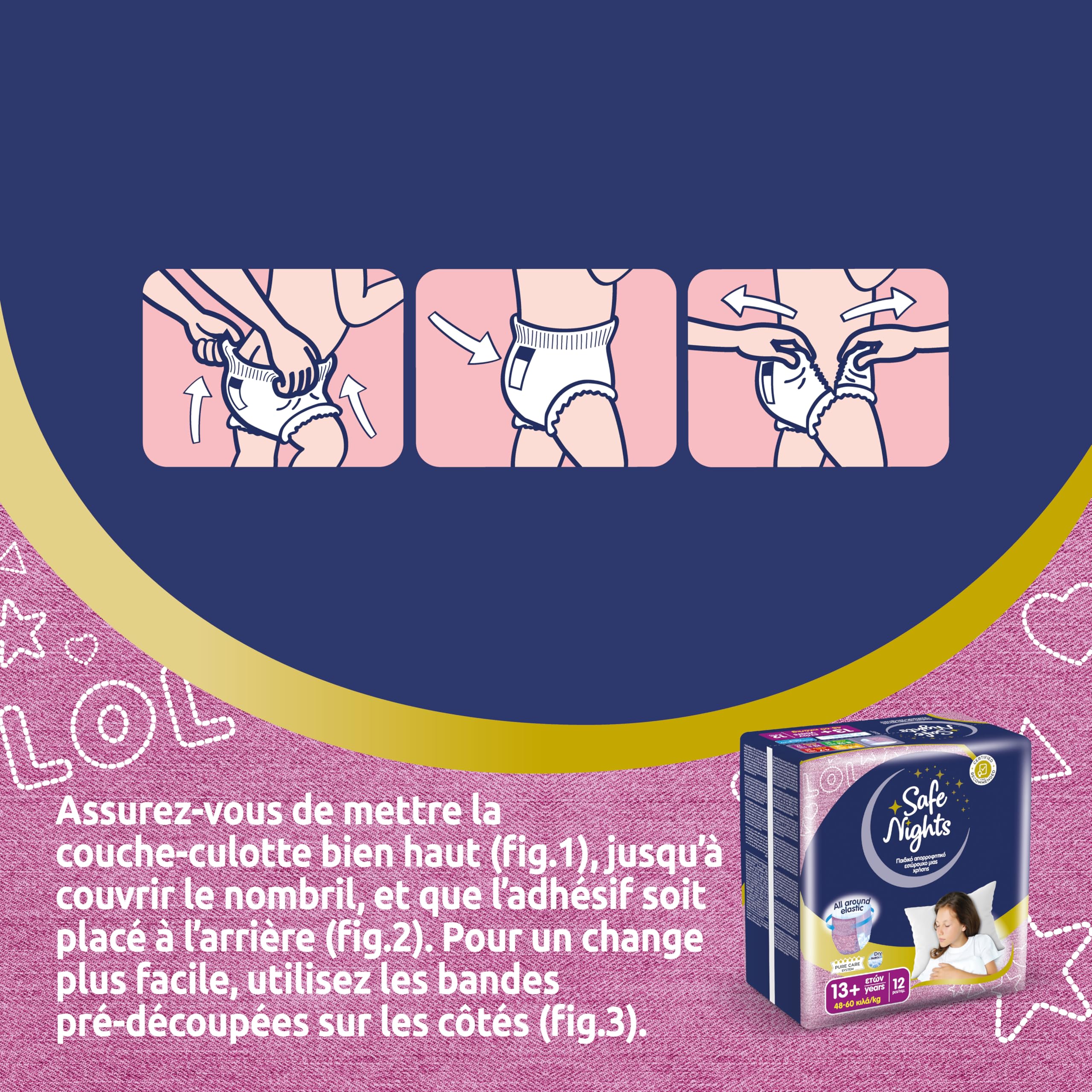 Babylino Safe Nights Girl, Culotte de Nuit Absorbante pour Fille 13+ ans (48-60 kg), 12 Culottes