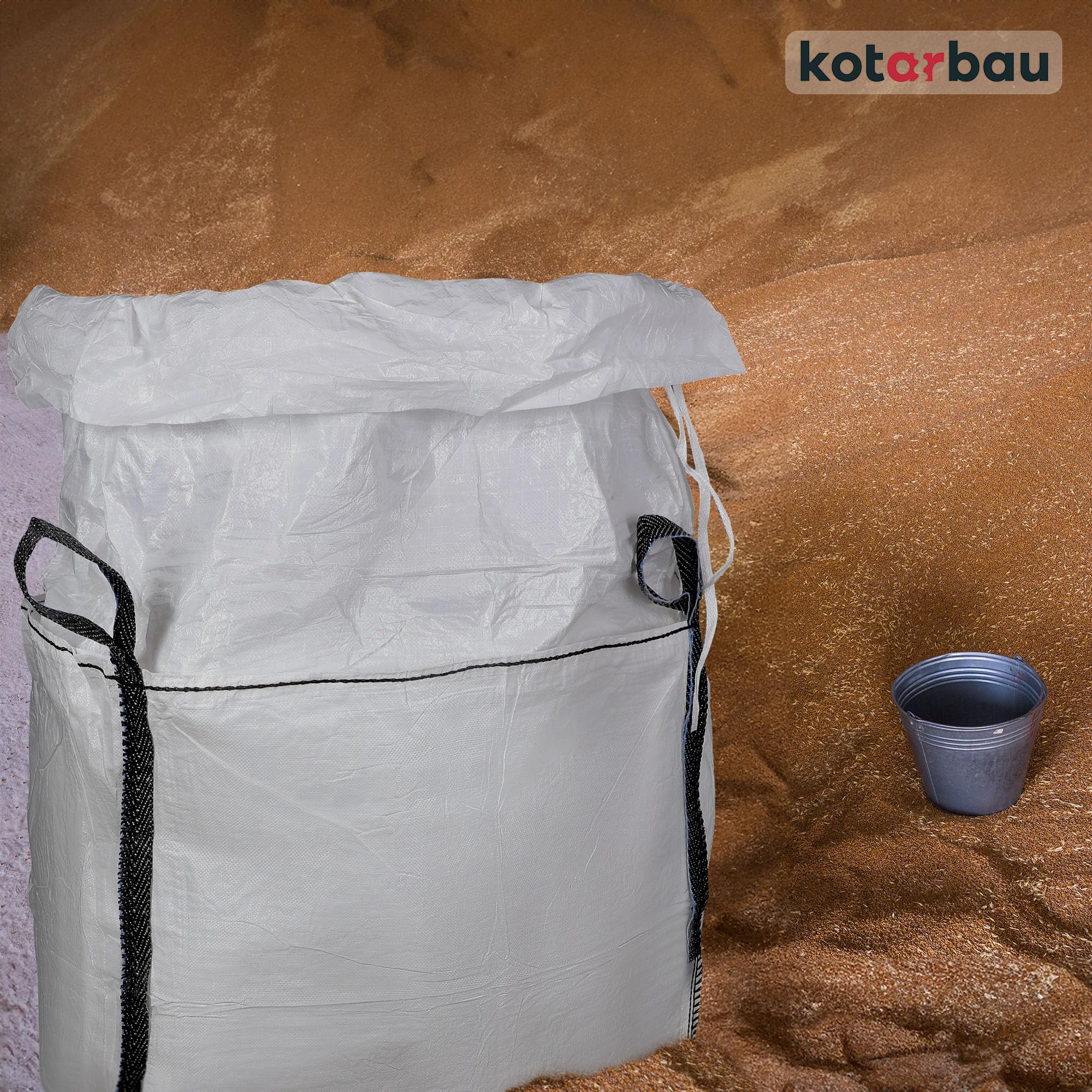 KOTARBAU® 2 sacos grandes de 90 x 90 x 90 cm para jardín, delantal estable y embudo de salida de 500 kg, polipropileno, para cargas pesadas, bolsas de residuos de jardín, bolsas de basura, bolsas de