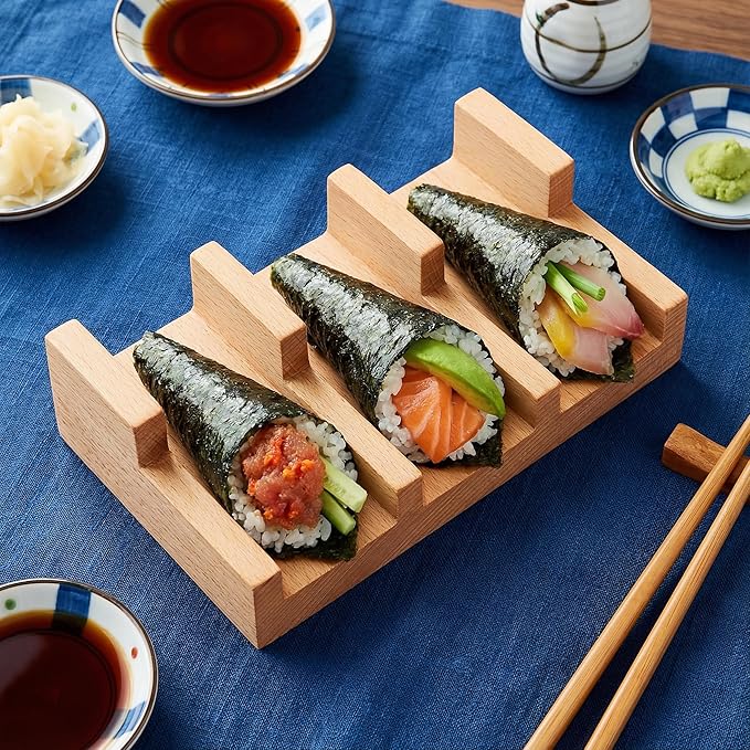 VOSAREA Plato Sushi de Madera Forma U Sashimi Exhibidor miniatura 6