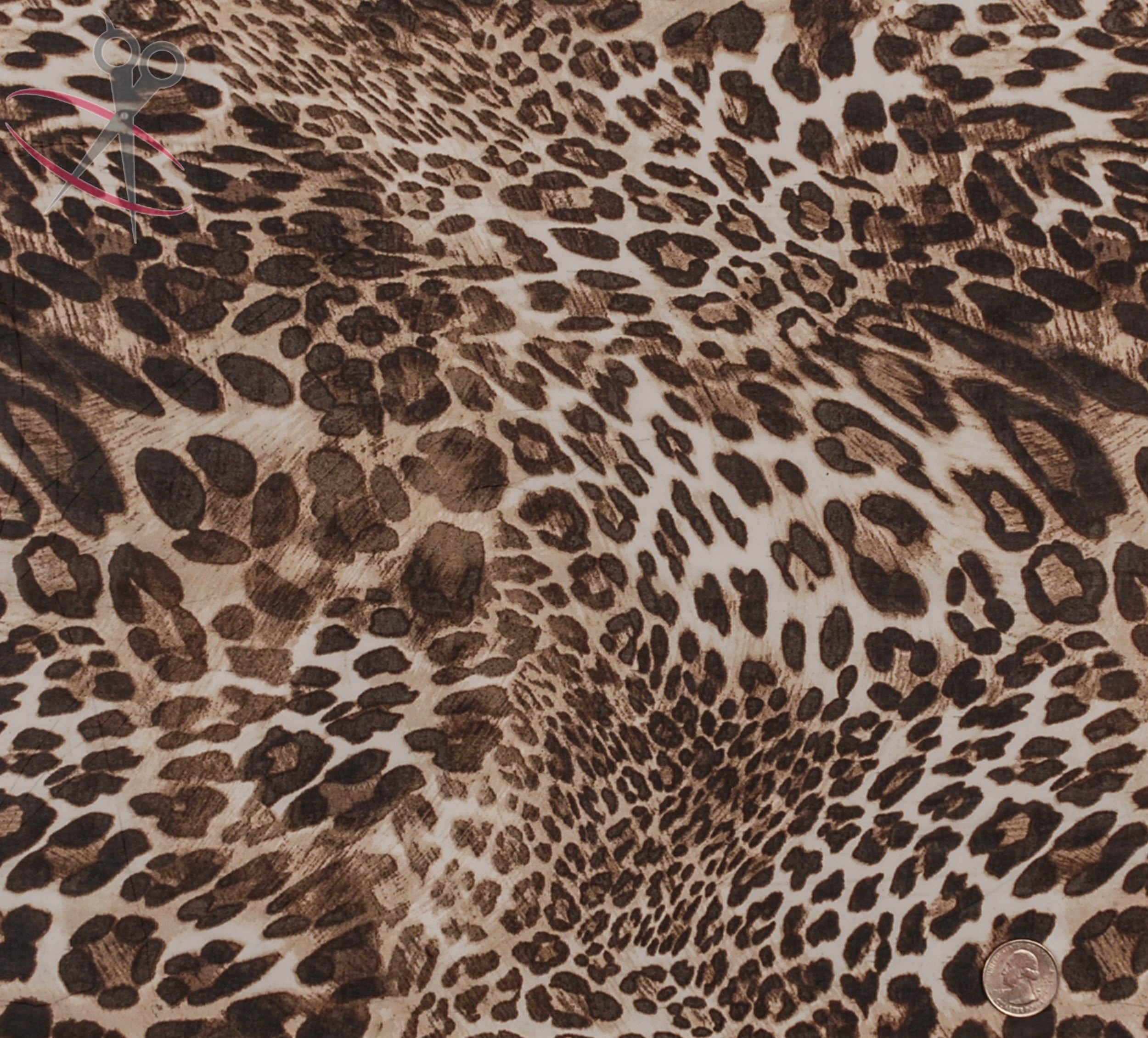 Blended Leopard Print - Khaki & Brown - Hi Multi Chiffon - Fabric By the Yard