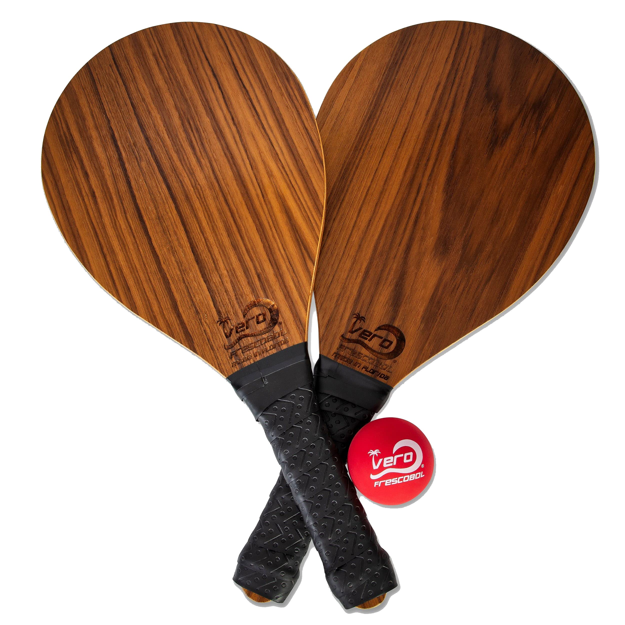 frescobol Exotic Teak Holz Paddel-Set, offizieller Spielball, Strand Tasche, Made in USA