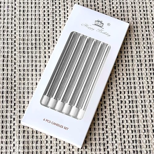 Miniatura 6 de 24 velas largas y delgadas plateadas para tartas, velas metálicas para tartas en soportes para cupcakes, bodas, fiestas, tartas, cumpleaños,