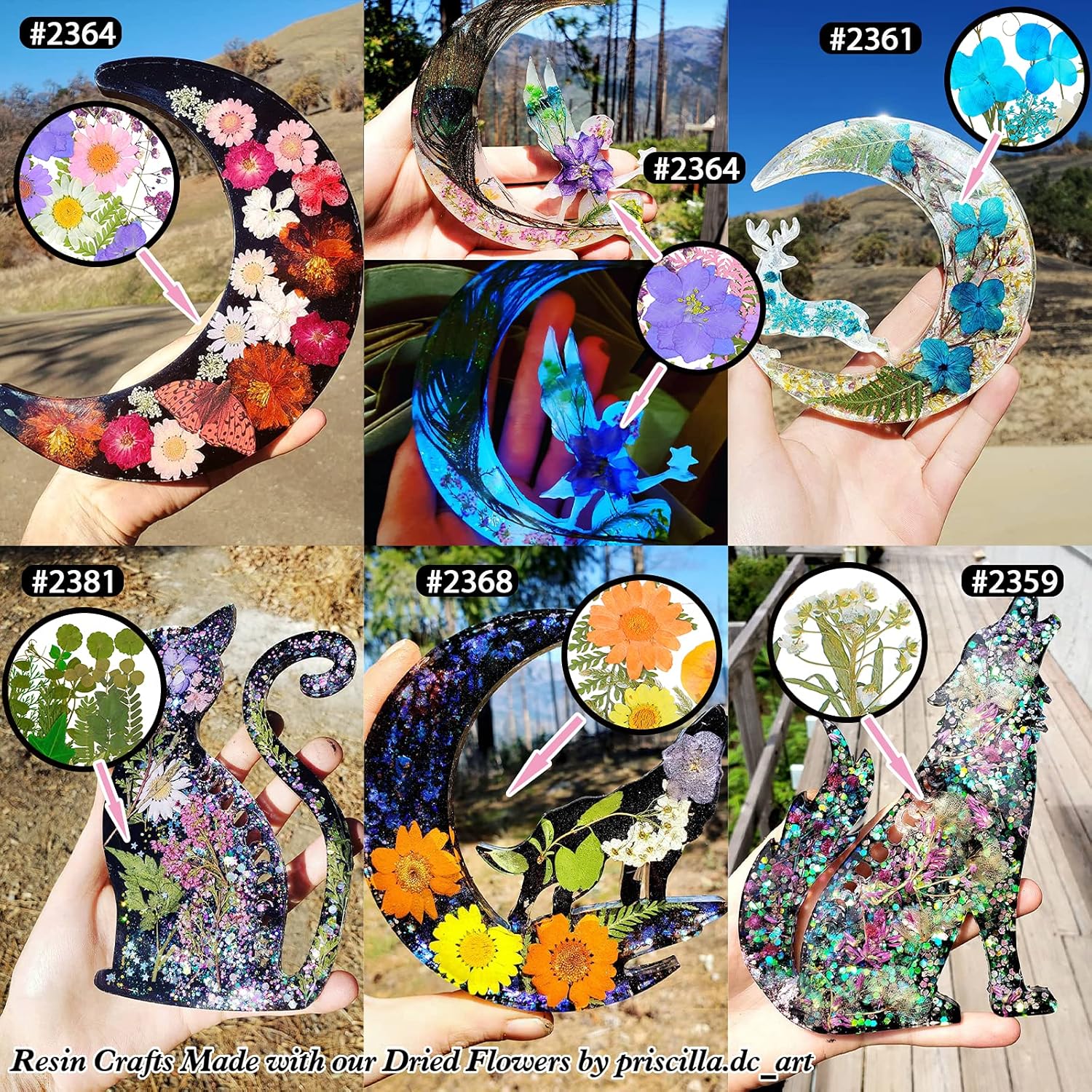 Funshowcase Natural Pressed Dried Flowers and Leaves, Resin Epoxy Craft Phone Case Enbed, Candle Soap DIY, Nail Art and More 33 Species 532-Count, with Tweezers Straight and Curved Tip
