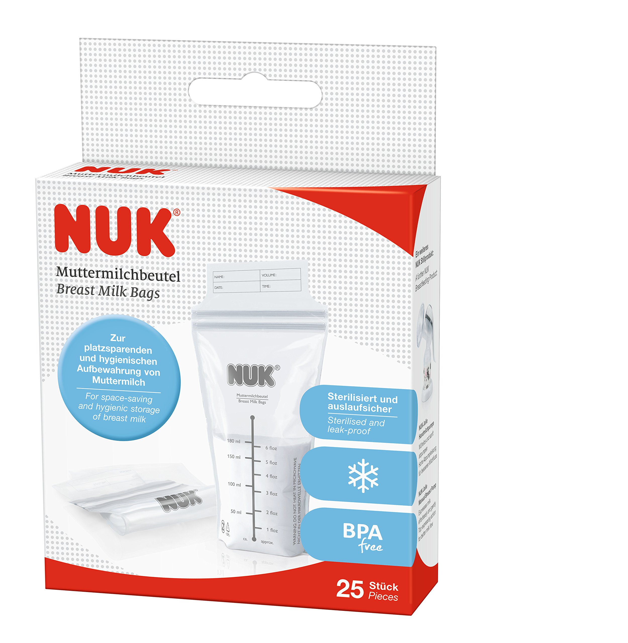 NUK Breast Milk Storage Bags, 180ml Capacity, 25 Count, white - Image 3
