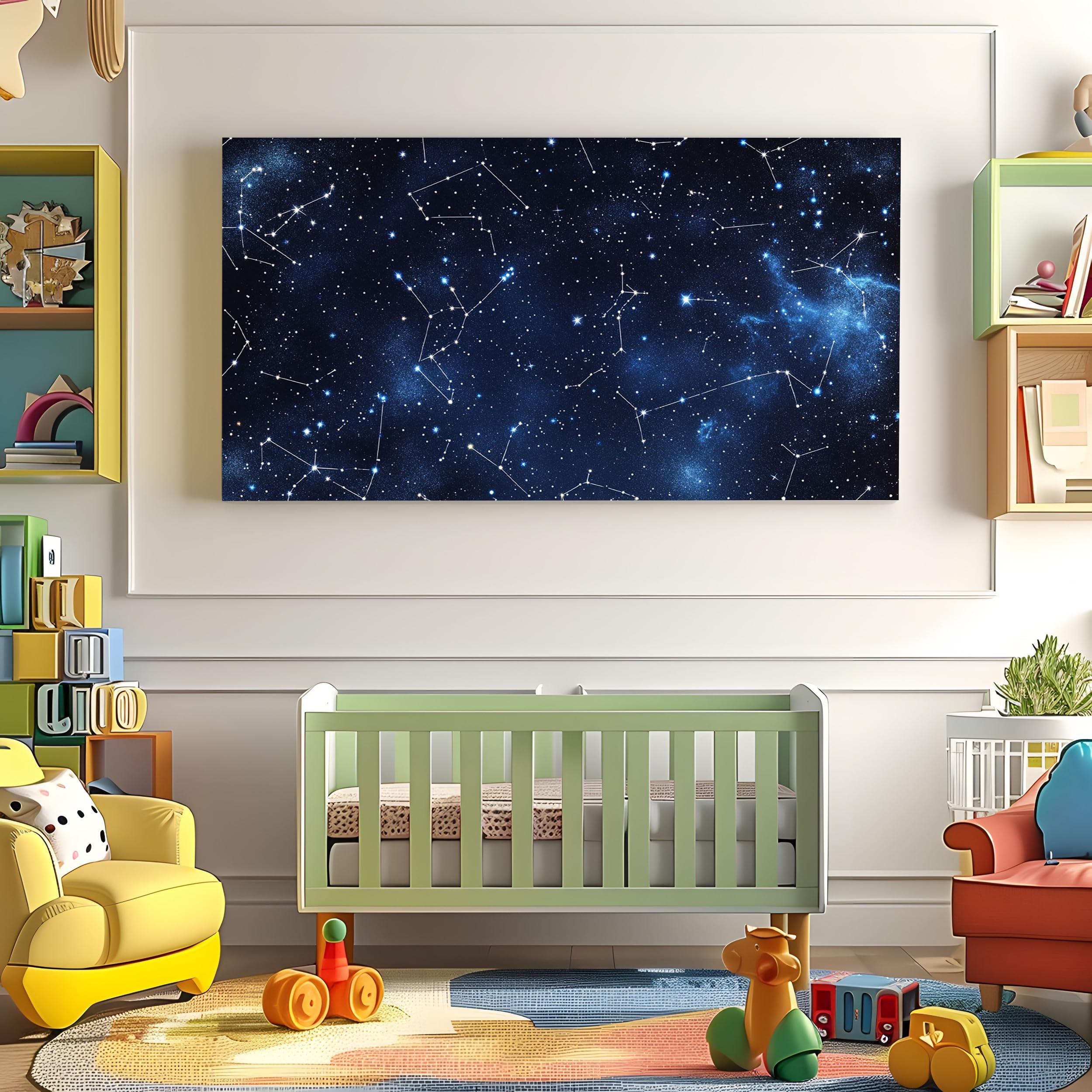 ZORYAN Quadri Moderni Costellazione Spaziale Grandi con Cornice 80x160cm