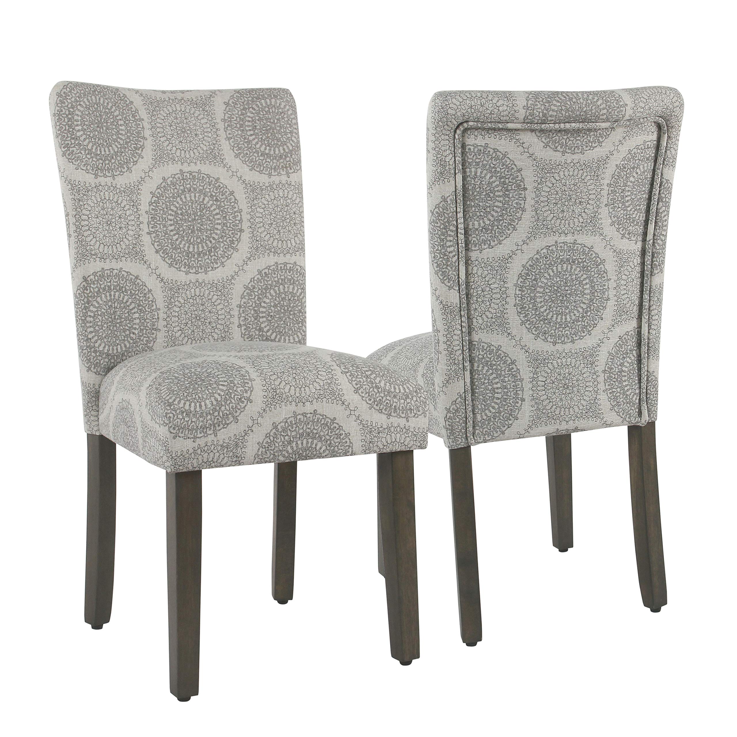 HomePop Parsons Classic Upholstered Accent Dining Chair, Set of 2, Grey Medallion
