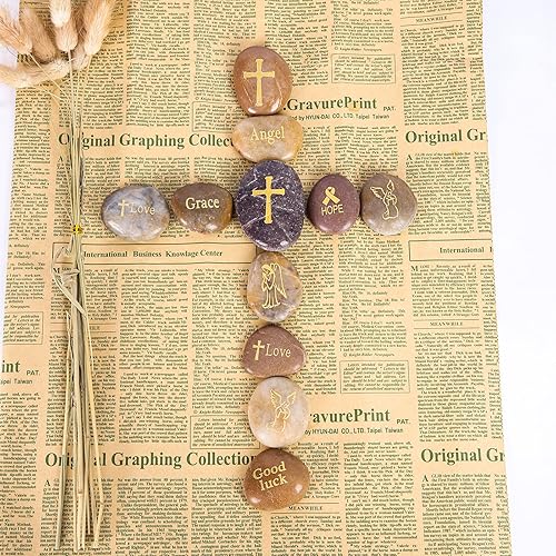 Miniatura 3 de Majorhouse 48 piedras inspiradoras grabadas con palabras inspiradoras de oración, patrón de la suerte, piedras de aliento para familiares y amigos.