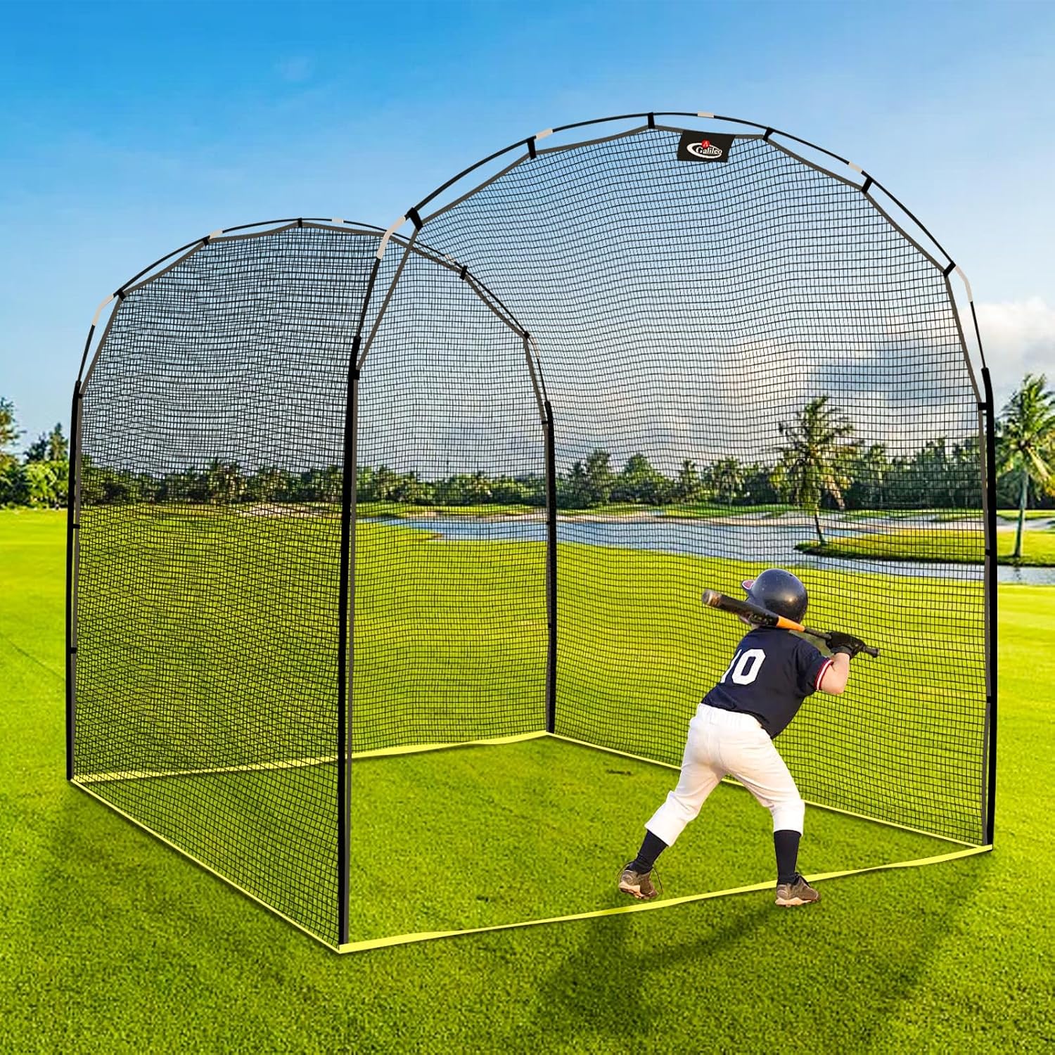 Portable Outdoor Softball Baseball Batting Hitting Cages with Frame and Net for Home Backyard Accessories Heavy Duty Portable Batting Cage for Garage Baseball Batting Cage Net for Hitting Pitching.