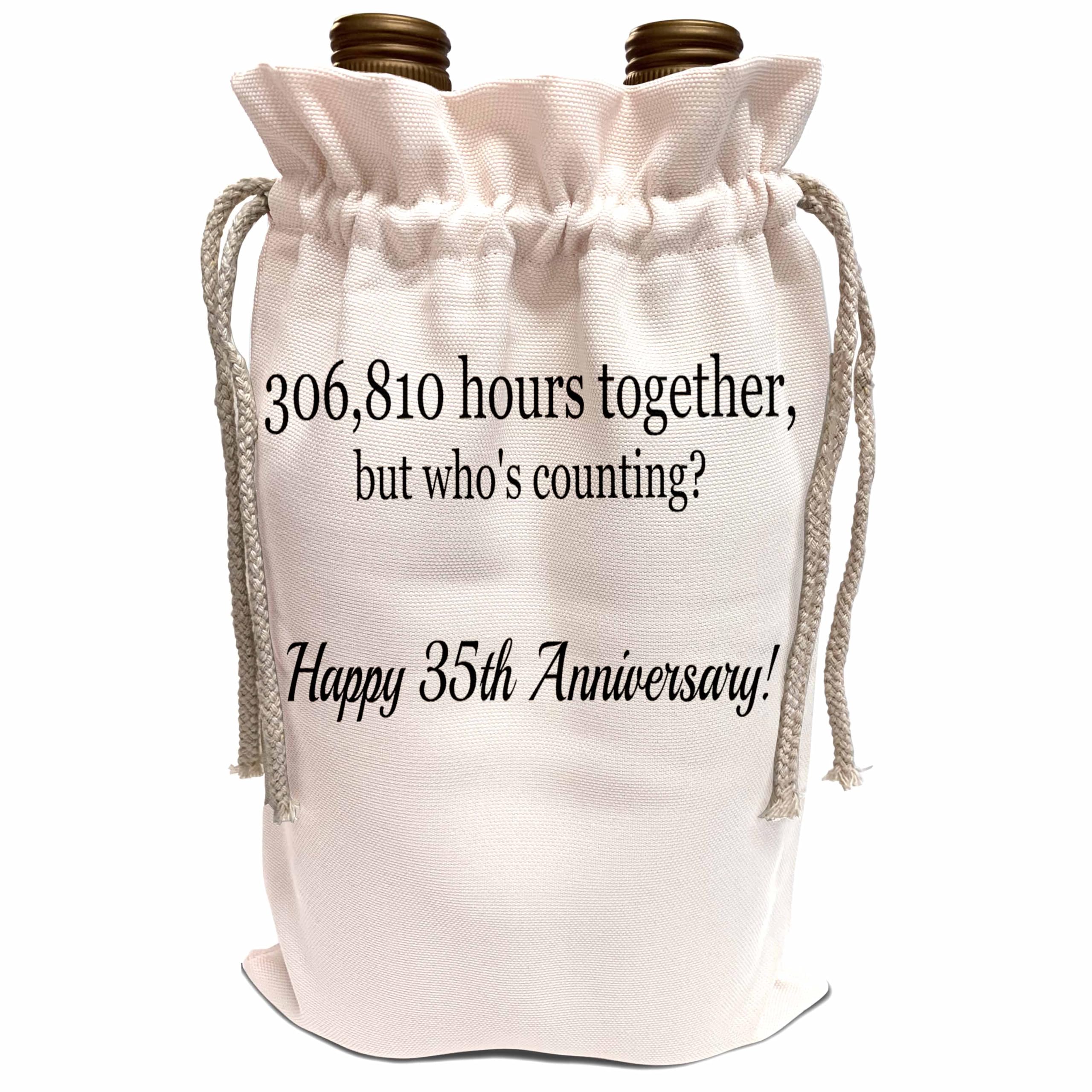 Bolsas de vino para el 35 aniversario con diseño original de 306810 horas juntos