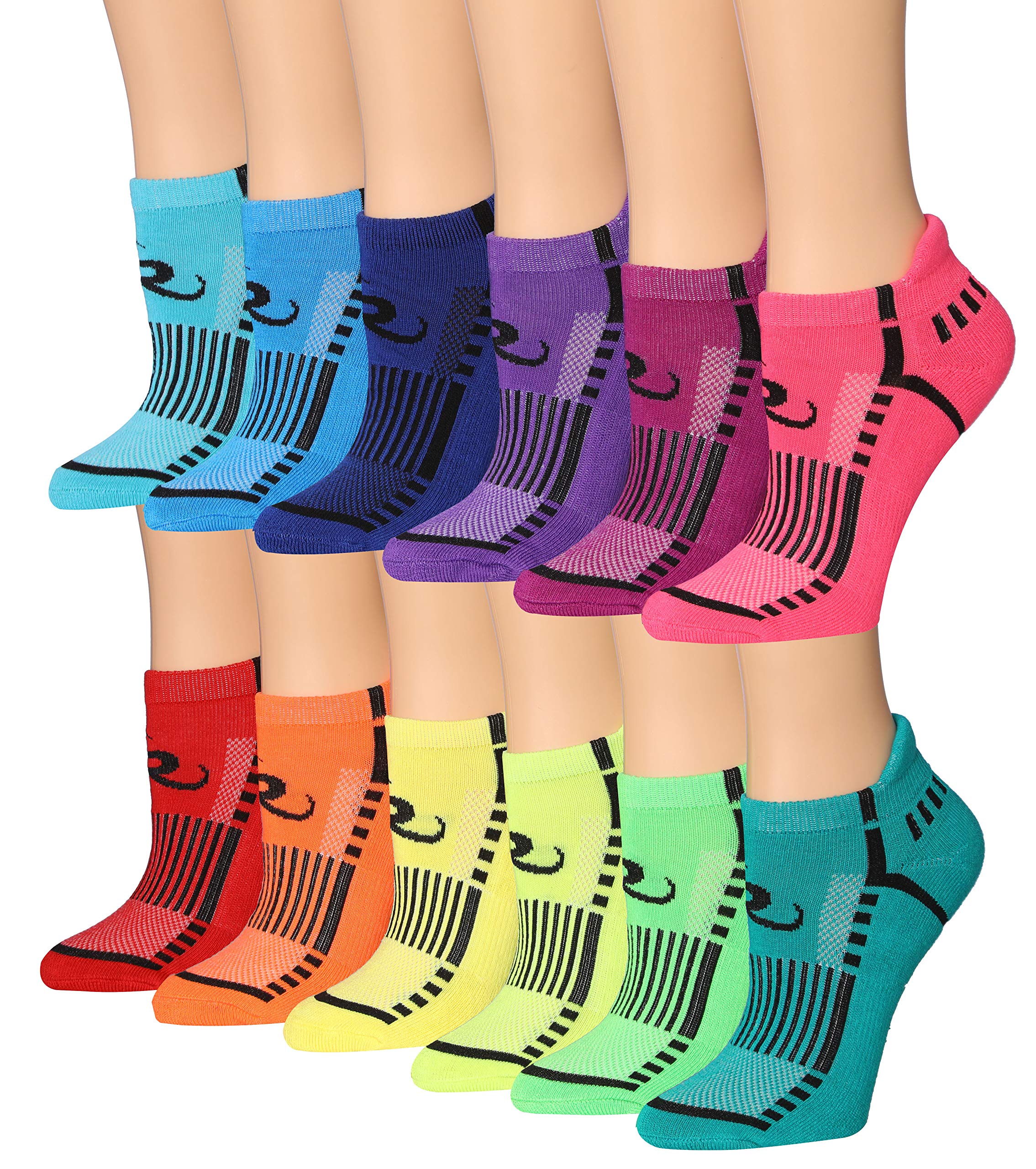 RONNOXWomen's 12-Pairs Low Cut Running & Athletic Performance Tab Socks
