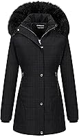 Chrisuno Women's Velvet Puffer Jacket Warm Winter Coat Quilted Faux Fur Hood Windproof Parka