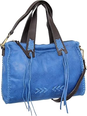 Candace Convertible Leather Satchel (Blue)