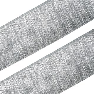Yalulu 10 Meter Pailletten Fransenborte Lametta Fransenborte Metallic Spitze Quaste Fransenborte für DIY Kleidung Latin Dekoration (Silber)