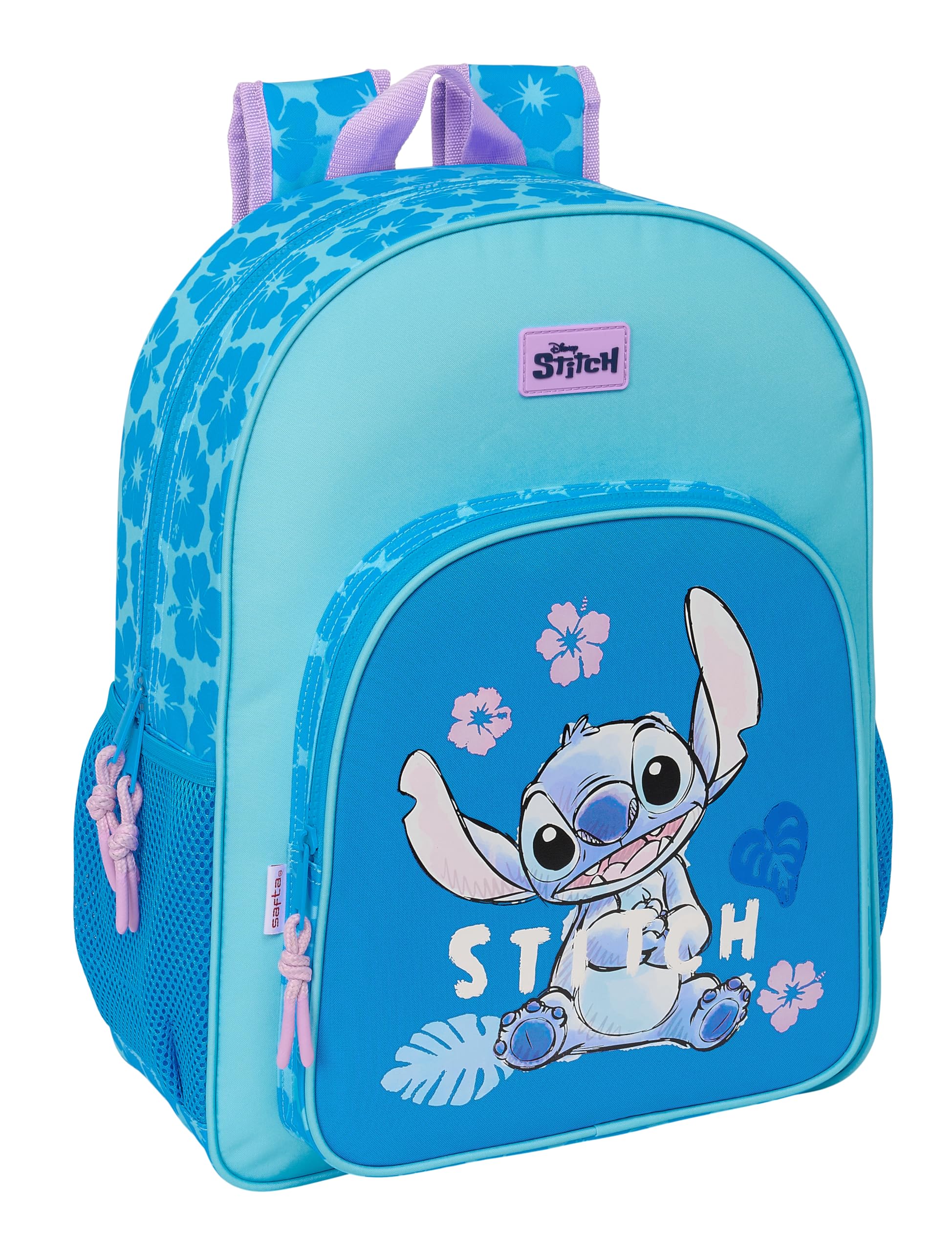Safta STITCH HAWAII - Mochila Escolar Niño, Mochila Niño, Mochila Infantil, Adaptable a Carro, Ideal para Niños en Edad Escolar, Cómoda y Versátil, Calidad y Resistencia, 33x14x42 cm, Color Azul