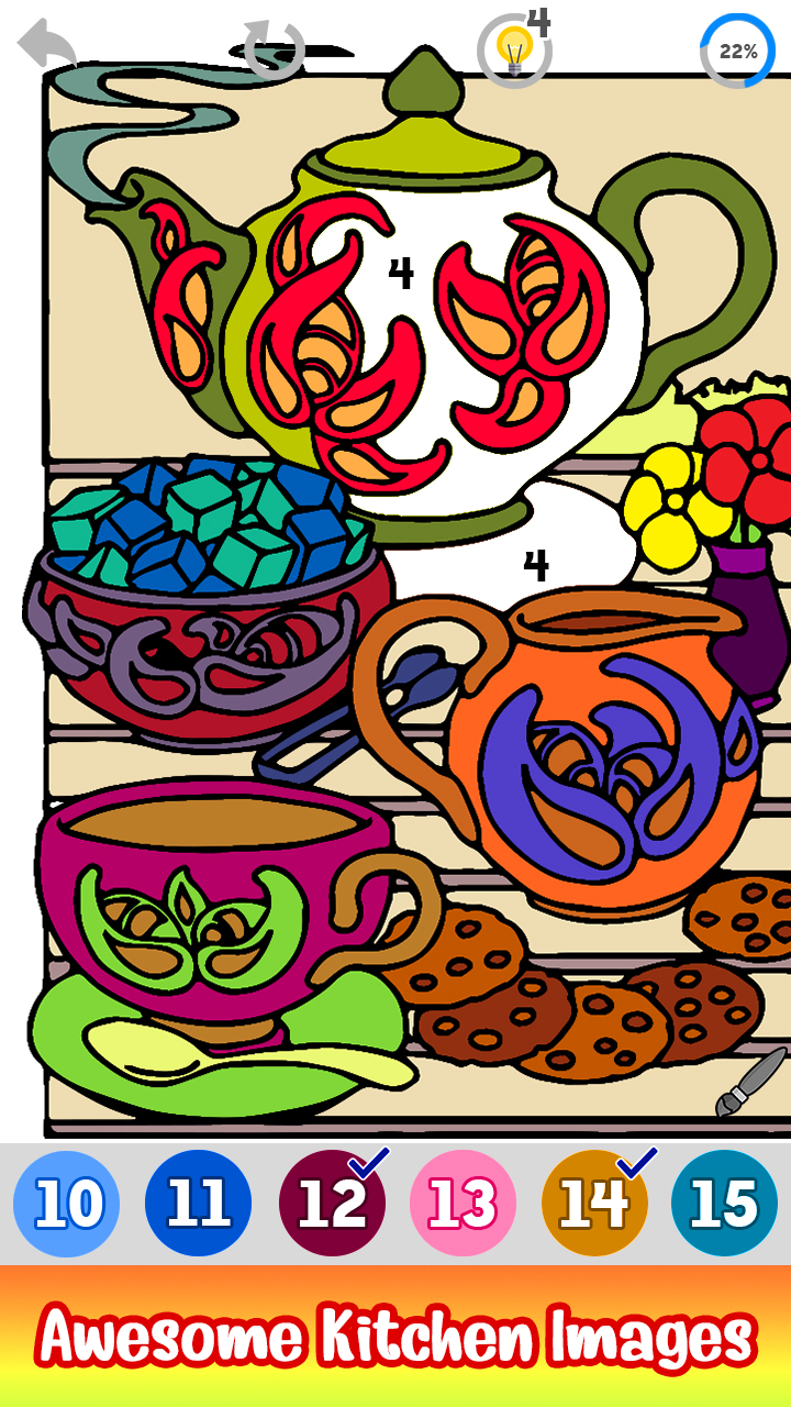 Kitchen Paint by Number Grownups Paint + Glitter + Crayon Coloring