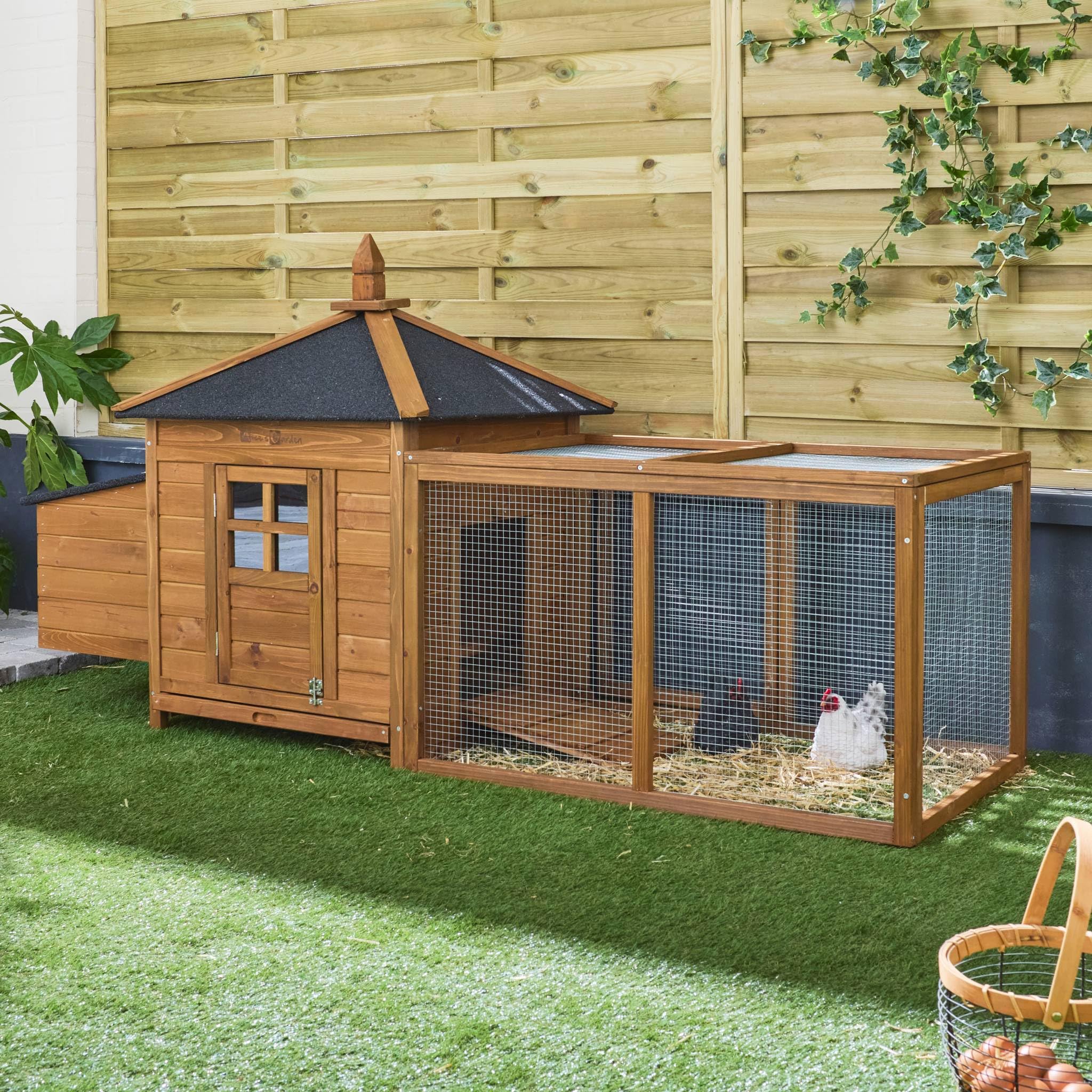 Alice's Garden - Poulailler en Bois Java. 4 Poules. Cage à Poule avec enclos