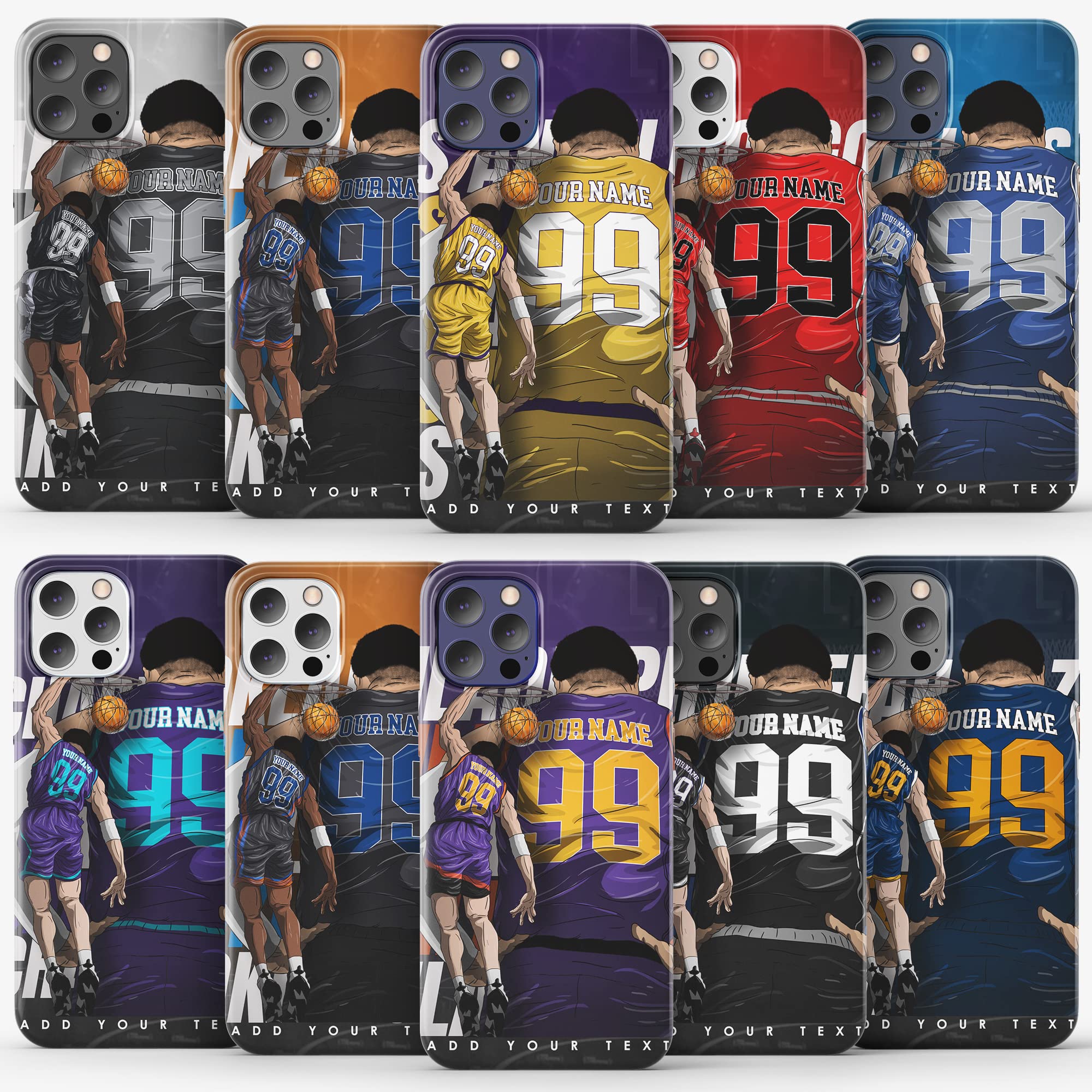 Personalized Basketball Jersey Phone Case Custom Name and Number Basketball 2 Player Jersey Art Protective Cover Customized Compatible with Clear Case