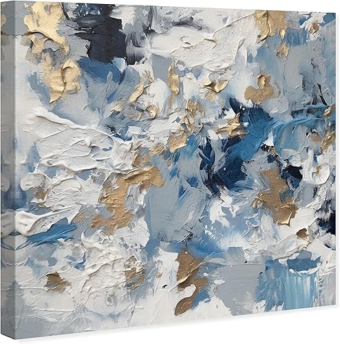 Miniatura 2 de Wynwood Studio Lienzo abstracto y contemporáneo envuelto, crema batida de montaña de hielo, arte de pared para sala de estar, dormitorio y baño, 40