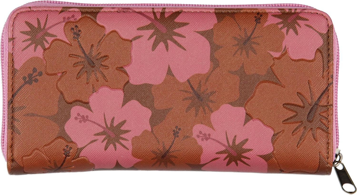 Bioworld Disney Lilo And Stitch Allover Floral Stamped Design with Stitch Faux Leather Full Zip Wallet Bi-Fold - Image 2