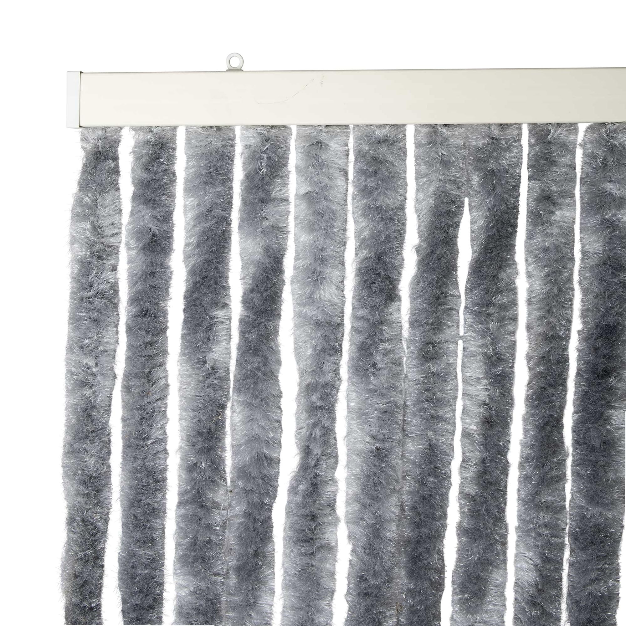 WERKA PRO Rideau Chenille Gris Foncé Uni - 120 x 220 cm - Protection Contre Insectes et Poussière - Tringle Ajustable et Anneaux de Suspension - Fibres Synthétiques Anti Effilochage