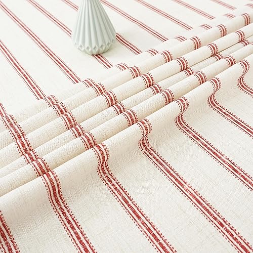 Miniatura 2 de DriftAway Mantel de lino de arpillera para mesa de comedor para mesas rectangulares de 10 pies, manteles a rayas de granja, resistentes a las
