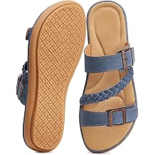 Aomigoct Sandals for Women Comfortable Walking 5mm EVA Cushioned Midsole for Long Shifts - 30% Less Shock with All-Day Comfort for Working Women - Adjustable Sandals