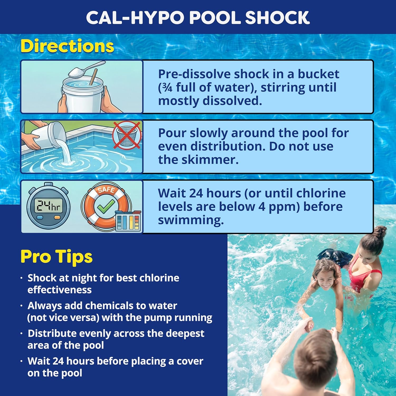In The Swim Shock and Chlorine Bundle for Sanitizing Swimming Pools – Includes 12 x 1 Pound Bags of 68% Cal-Hypo Pool Shock and 25 Pound Bucket of 3 Inch Stabilized Chlorine Tablets