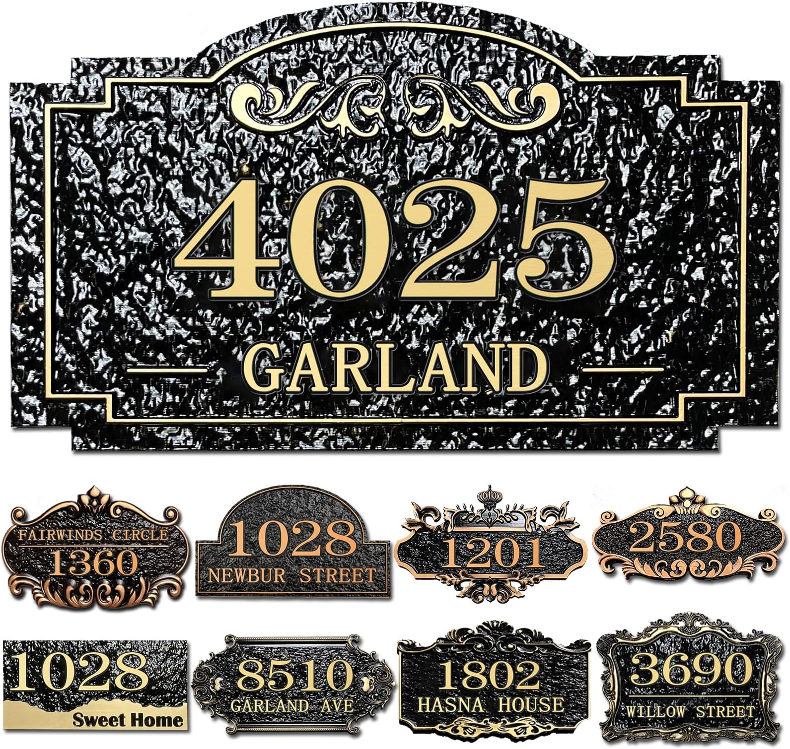 Personalized House Address Plaque Custom House Number Sign 12 Inch Acrylic Street Name Plate Customized Antique Brass or Copper Vintage for Home Room Door Wall Outdoor Mailbox