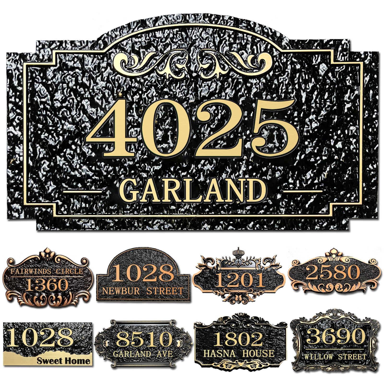 Personalized House Address Plaque Custom House Number Sign 12 Inch Acrylic Street Name Plate Customized Antique Brass or Copper Vintage for Home Room Door Wall Outdoor Mailbox