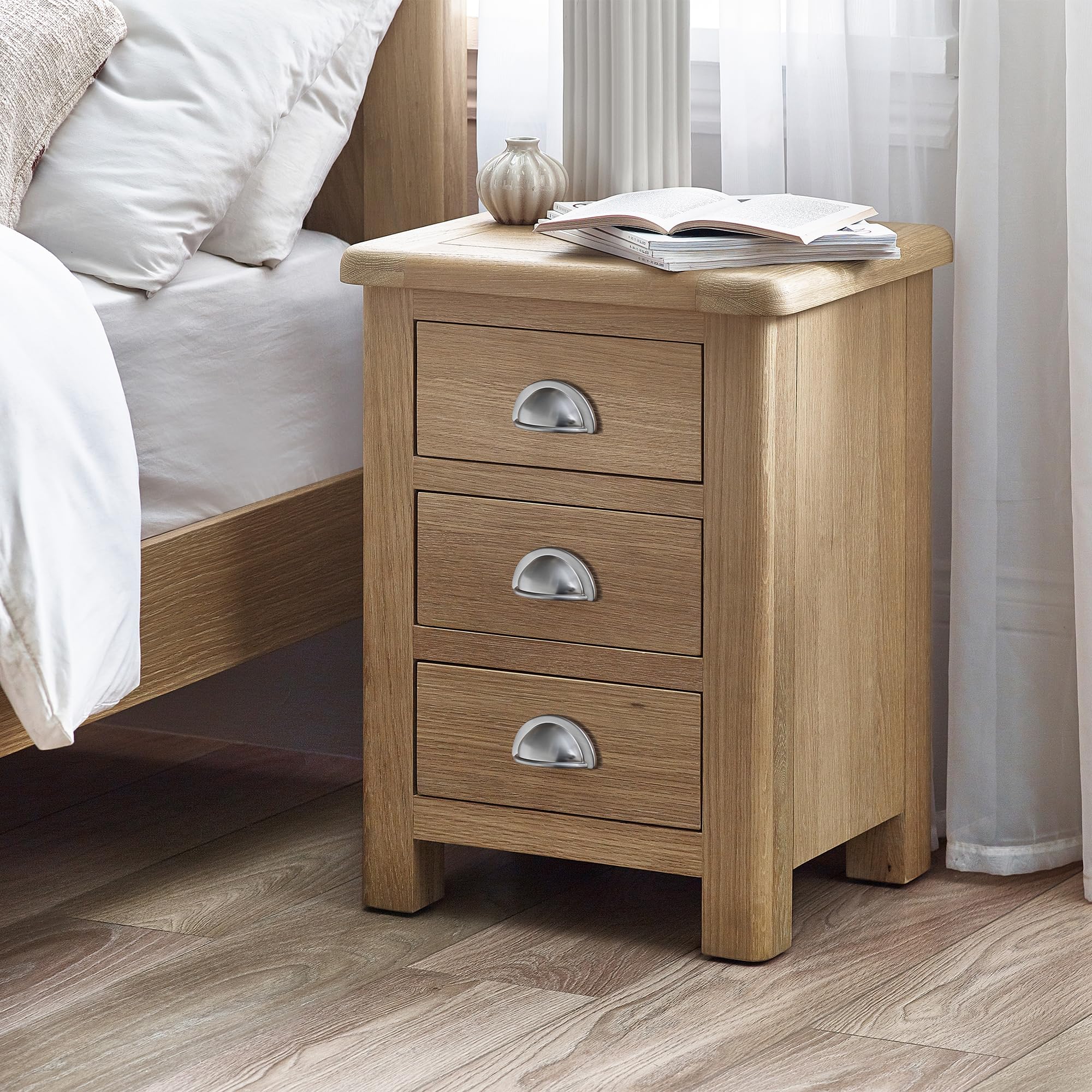 Julian Bowen Memphis Limed Oak 3 Drawer Bedside