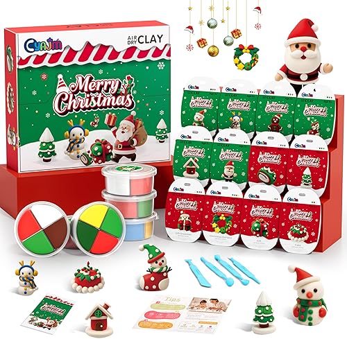 Kit de arcilla seca al aire para regalo de Navidad, arcilla para modelar para niños, arcilla mágica de bricolaje con herramientas de tallado y