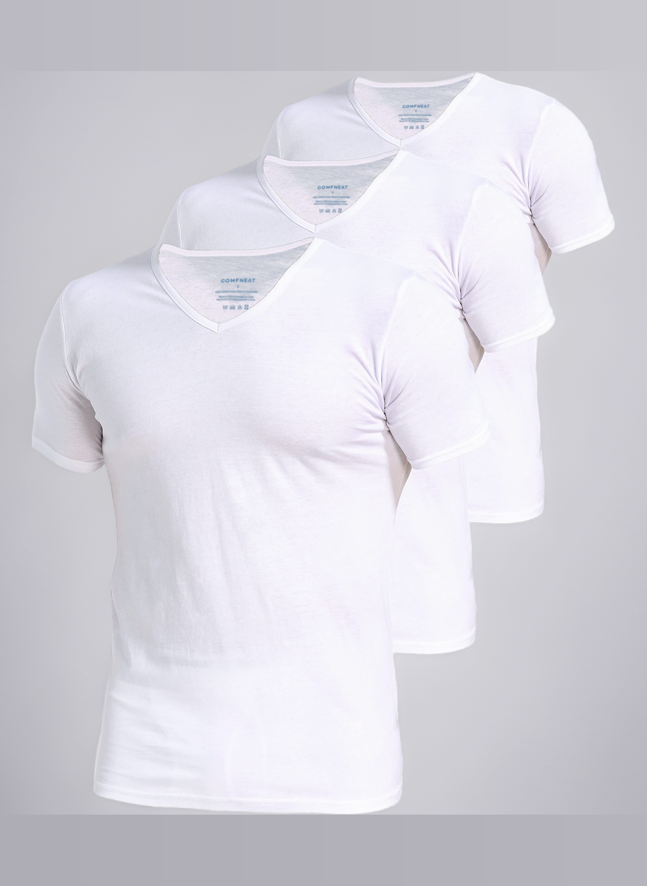 Men's 3-Pack Stretchy Cotton Spandex Undershirts V-Neck T-Shirts