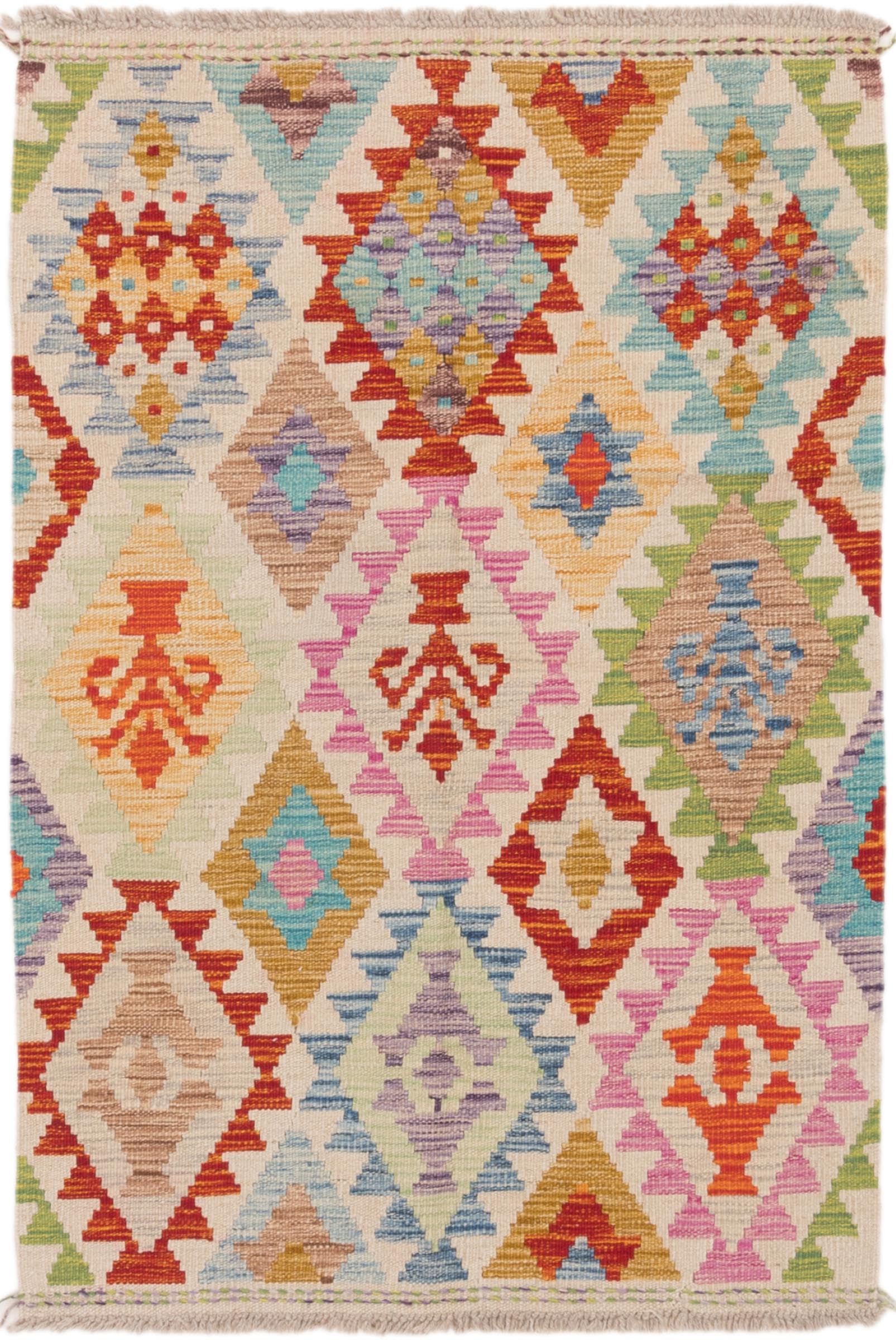 Tapis d'orient Kilim afghan en laine de prestige tissée main 89x135
