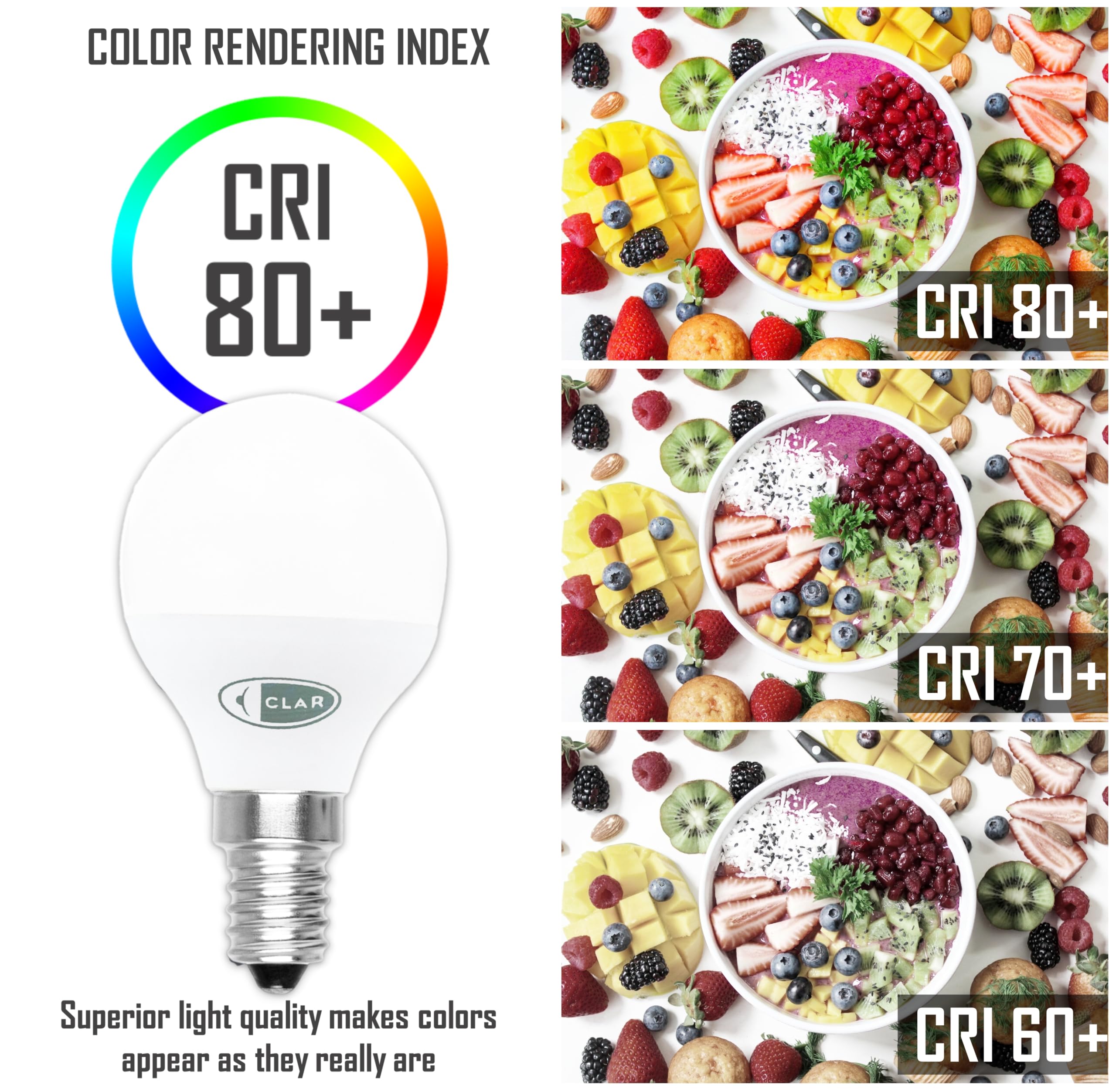 CLAR - Lampadine a LED E14 8W, Led Sfera Luce, E14 Lampadine, Lampadine Senza Fili, Lampade Led Piccole, Lampadine Led Luce Calda E14 8W (Pack 100)