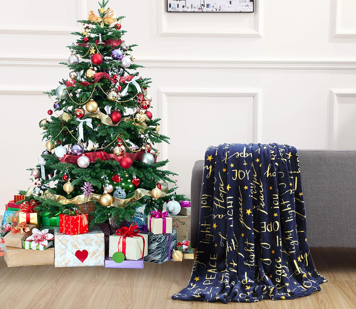 Elegant Comfort Velvet Touch Ultra Plush Christmas Holiday Printed Fleece Throw/Blanket-50 x 60inch, (Peace and Joy), 50 x 60 inch - Image 7