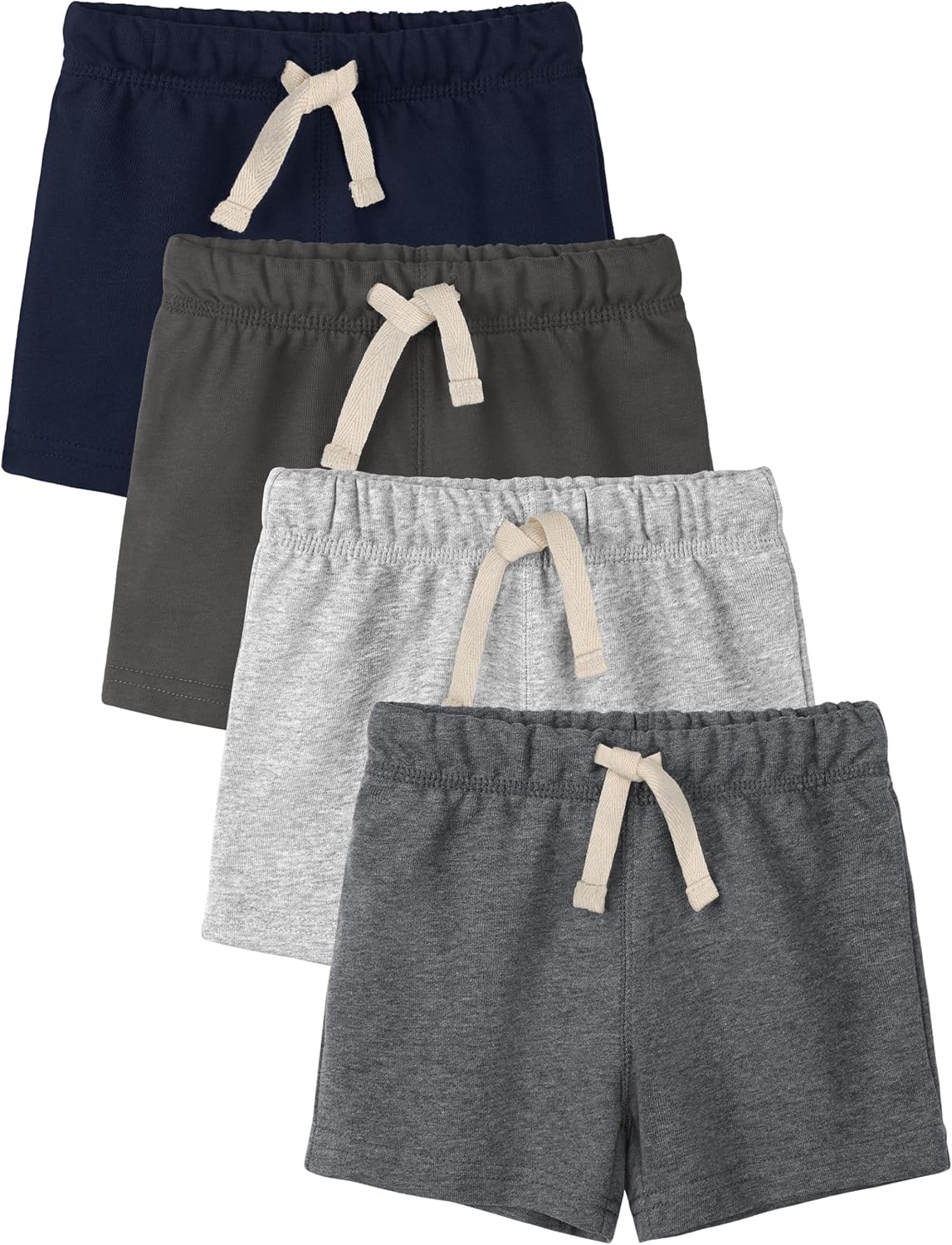 4 Pack Toddler Boys Shorts French Terry Boys Cotton Shorts with Drawstring Casual Elastic Waist
