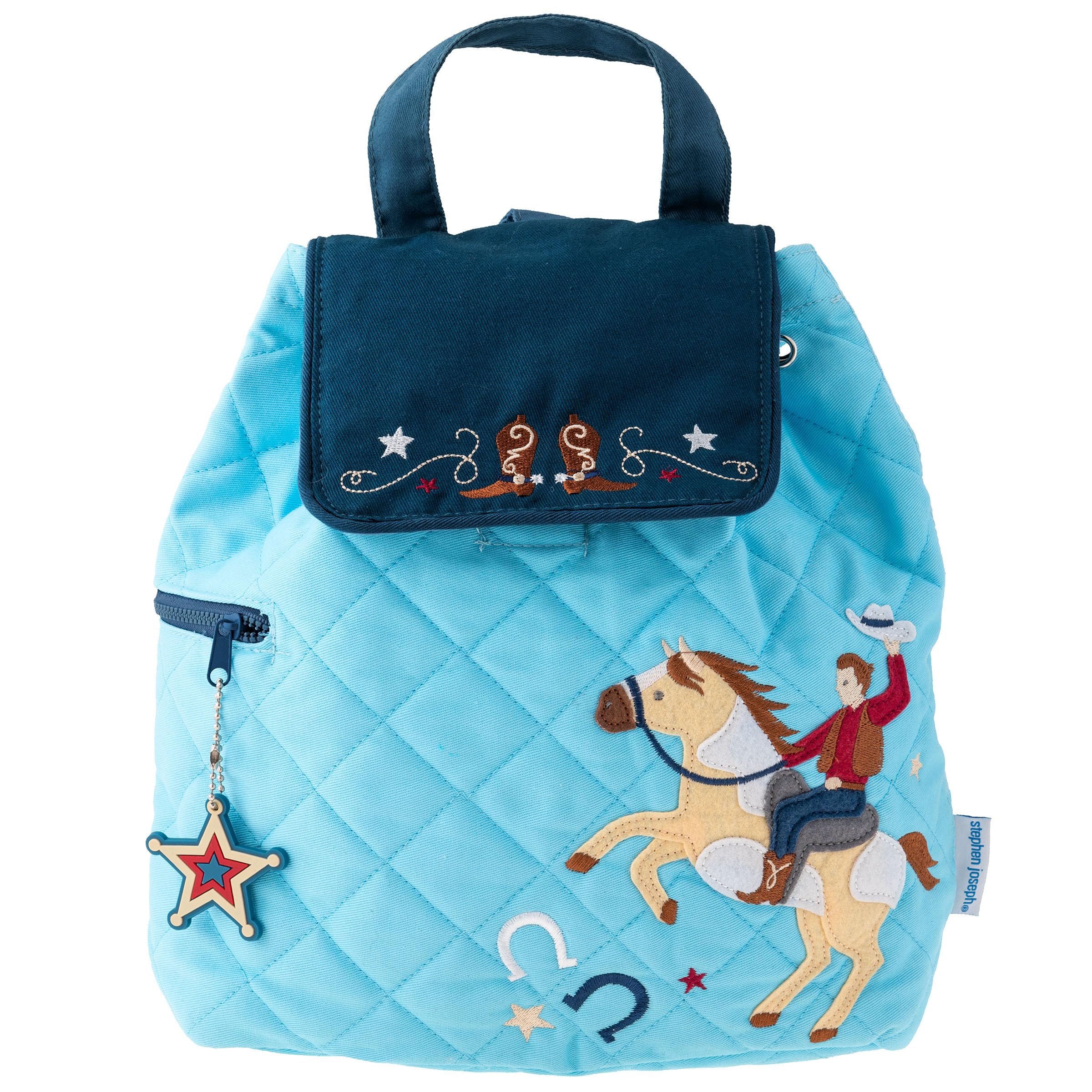 Stephen Joseph Unisex Kids Light Blue Western Kids' Toddler Back To School, Quilted Backpack, One Size