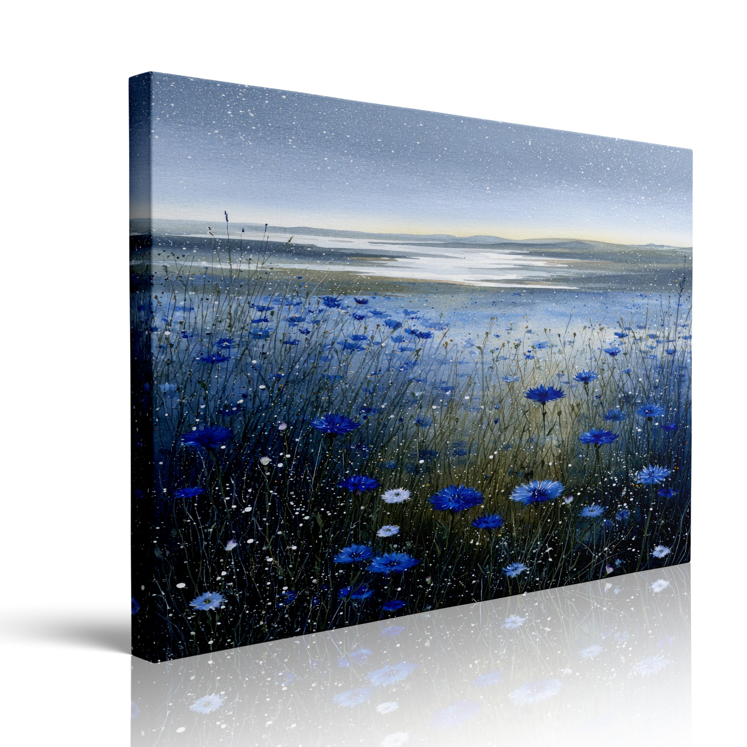 Photo 1 of SC LIFE Blue Cornflower Meadow Canvas Wall Art