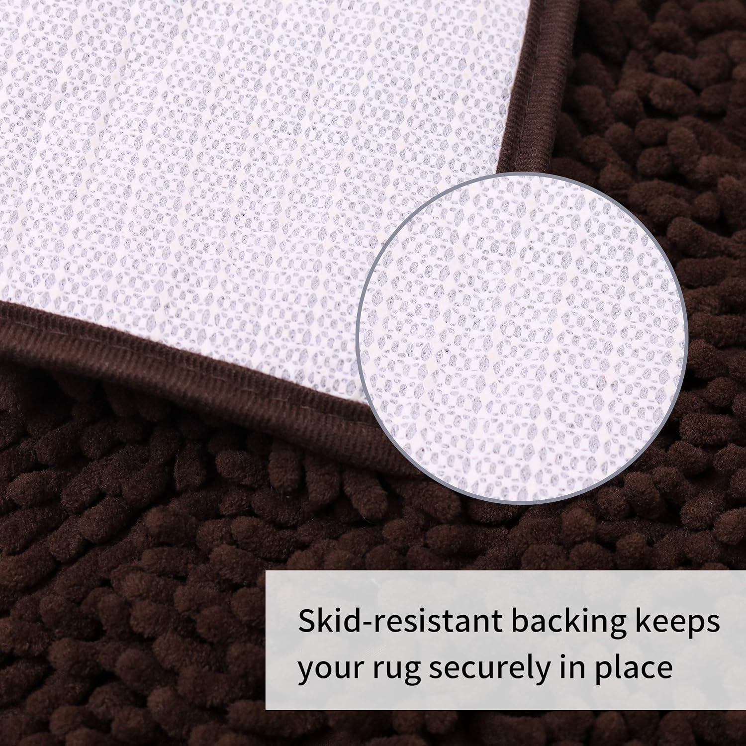 X•SOAR-Soft and Cozy Chenille Bath Rugs,Non Slip Washable and Fast Dry Absorbent Shower Floor Mats for Bathroom (16“×24“ inch, Brown)