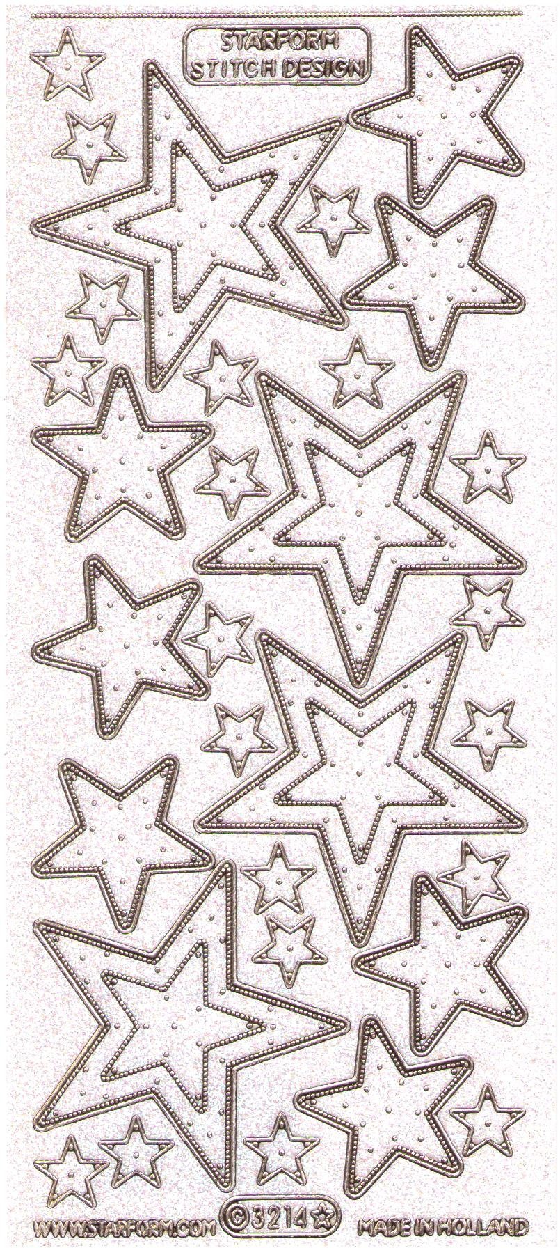 Starform Transparent Glitter Sticker Design 3214 - stars in gold