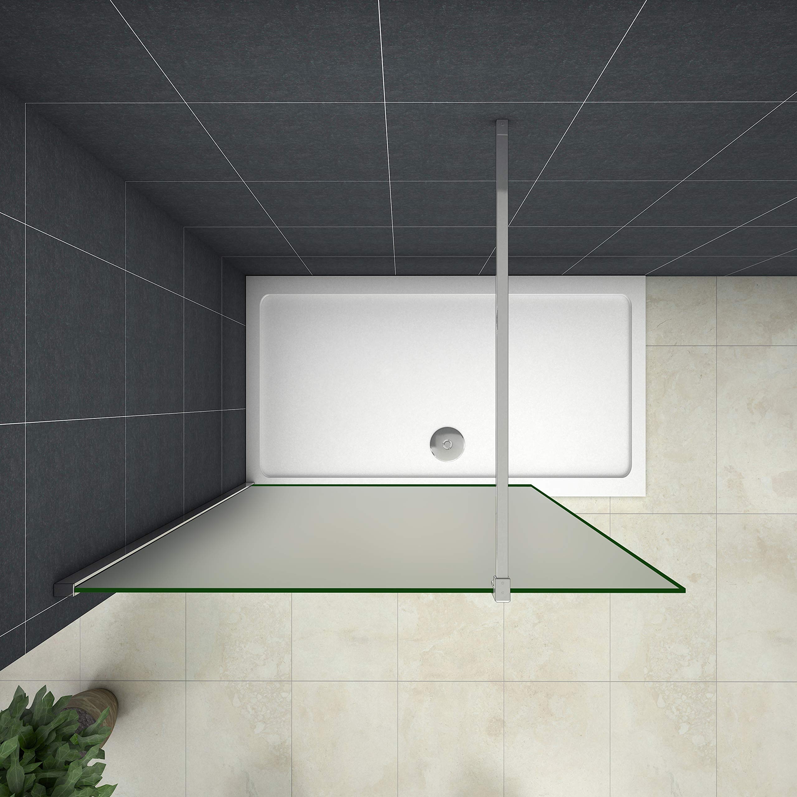 Aica Sanitär Duschwand Walk In Dusche 70cm Duschabtrennung 10mm NANO Milchglas Glas Duschtrennwand 200cm Höhe Splitterschutzfolie