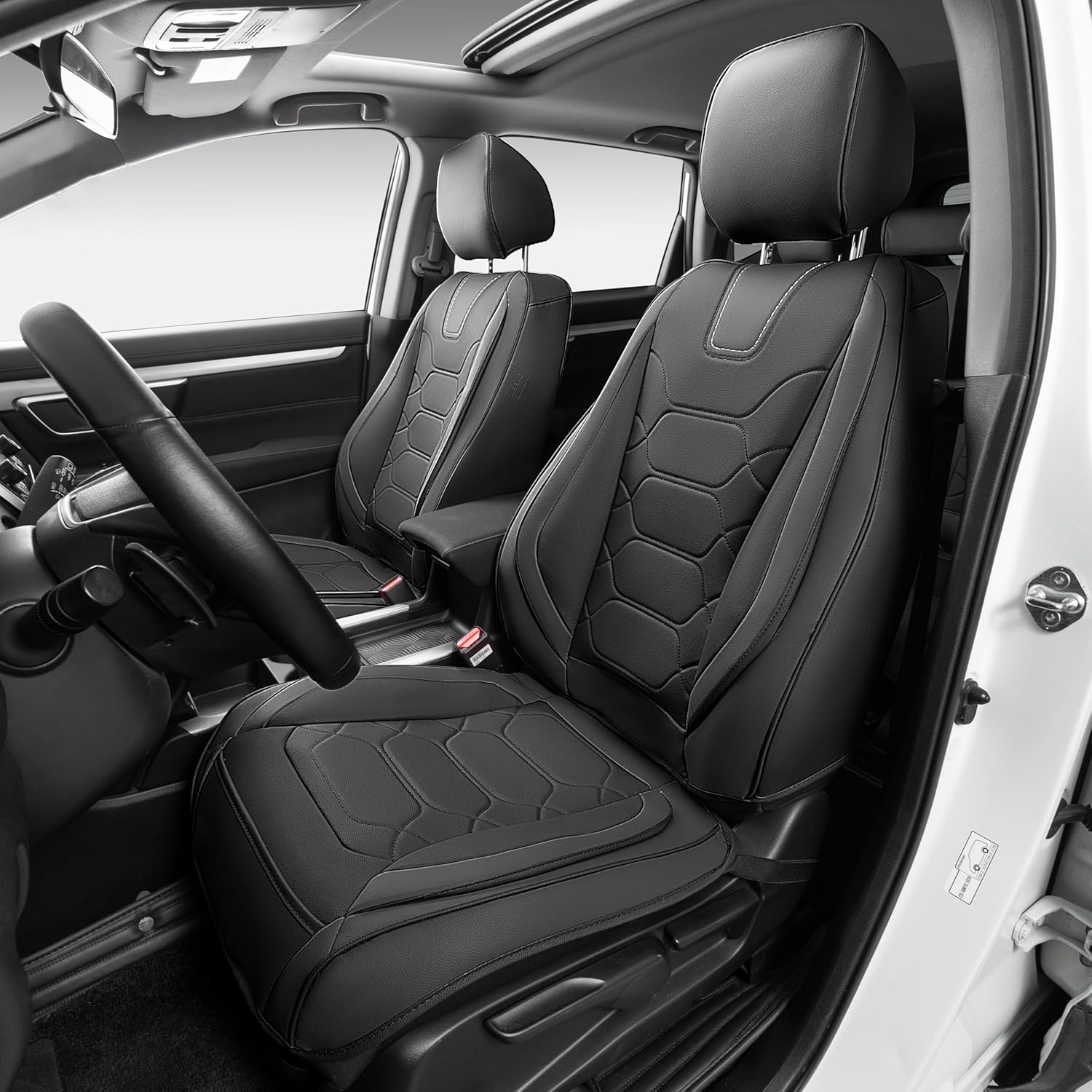 OASIS AUTO Custom Fit Seat Covers Compatible with Honda CR-V (2017-2025) - Waterproof Faux Leather Full Set, SUV Interior Accessories (Black)