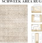 Schweek 8x10 Zone lavable Rug Beige Neutre Vintage Rugs Détresse Grandes Ruges non glissantes de salon, Soft Low Pile Tapis Mat intérieur Rug pour chambre à manger salle à manger Bureau chambre de bébé