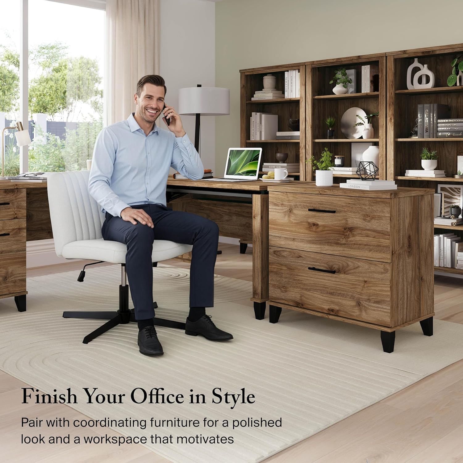 Bush Home 2 Drawer Lateral File Cabinet, Letter and Legal-Size Document Storage for Home or Professional Office, Somerset Collection, Fresh Walnut